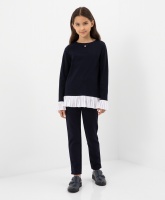 Брюки из джерси укороченные синие Gulliver, школьная форма для девочек  фото, kupilegko.ru